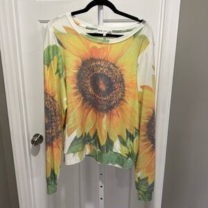 Wildfox Sunflower Print Super Soft Pullover